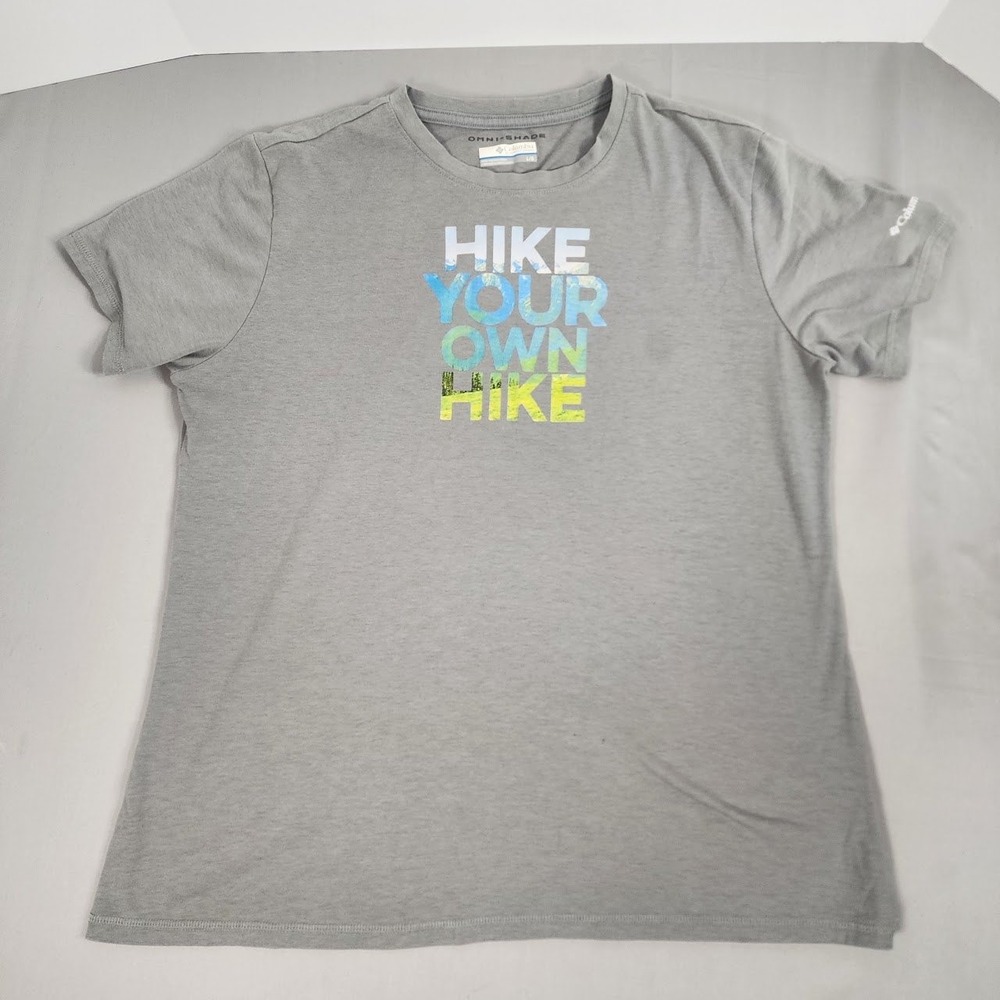 Columbia T-Shirt Women L Gray Excellent Hike Your Own Hike Graphic Omni-Shade